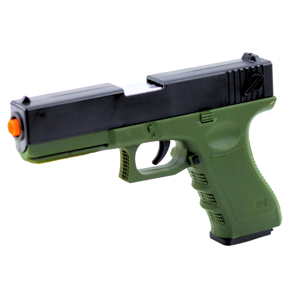 Zelená Dětská Pistolka LEAN Toys s Pěnovými Naboji — V provozu