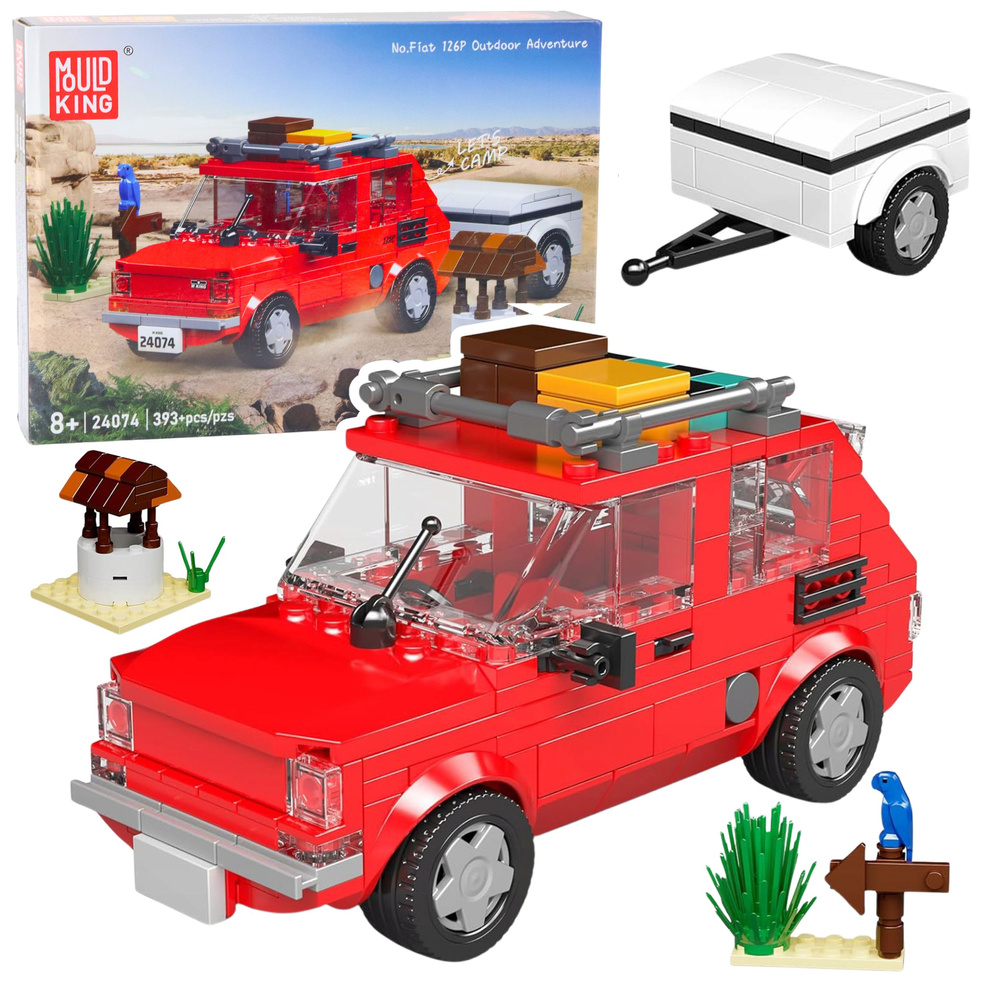 Stavebnica Fiat 126p Maluch s Přívěsem 1:24 - Technická Výzva 393 ks