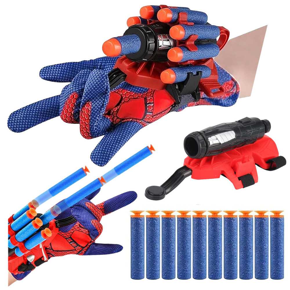 Rukavice s pěnovým vystřelovačem LEAN Toys, 10 šipek pro děti od 3 let — Celkový pohled