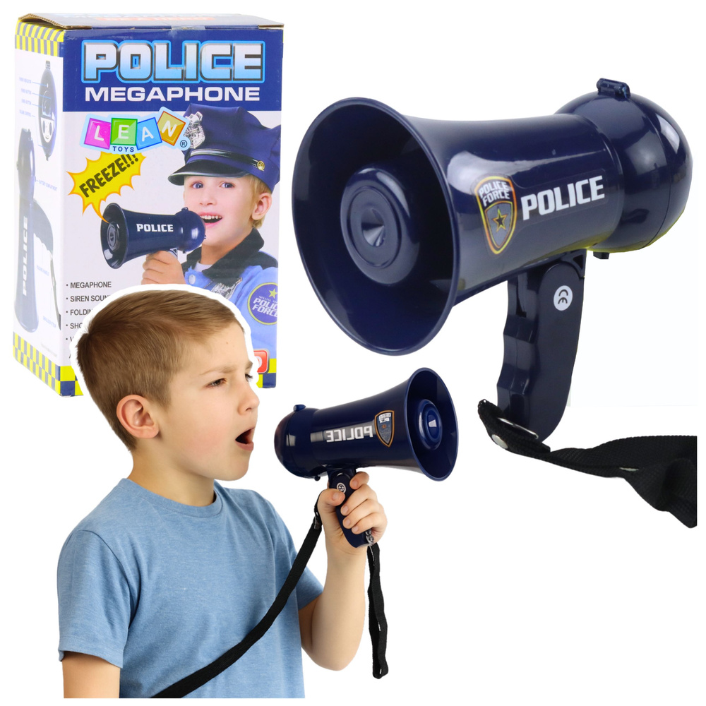 Dětský interaktivní megafon s policejními zvuky Pro kreativní hry - LEAN Toys — Celkový pohled