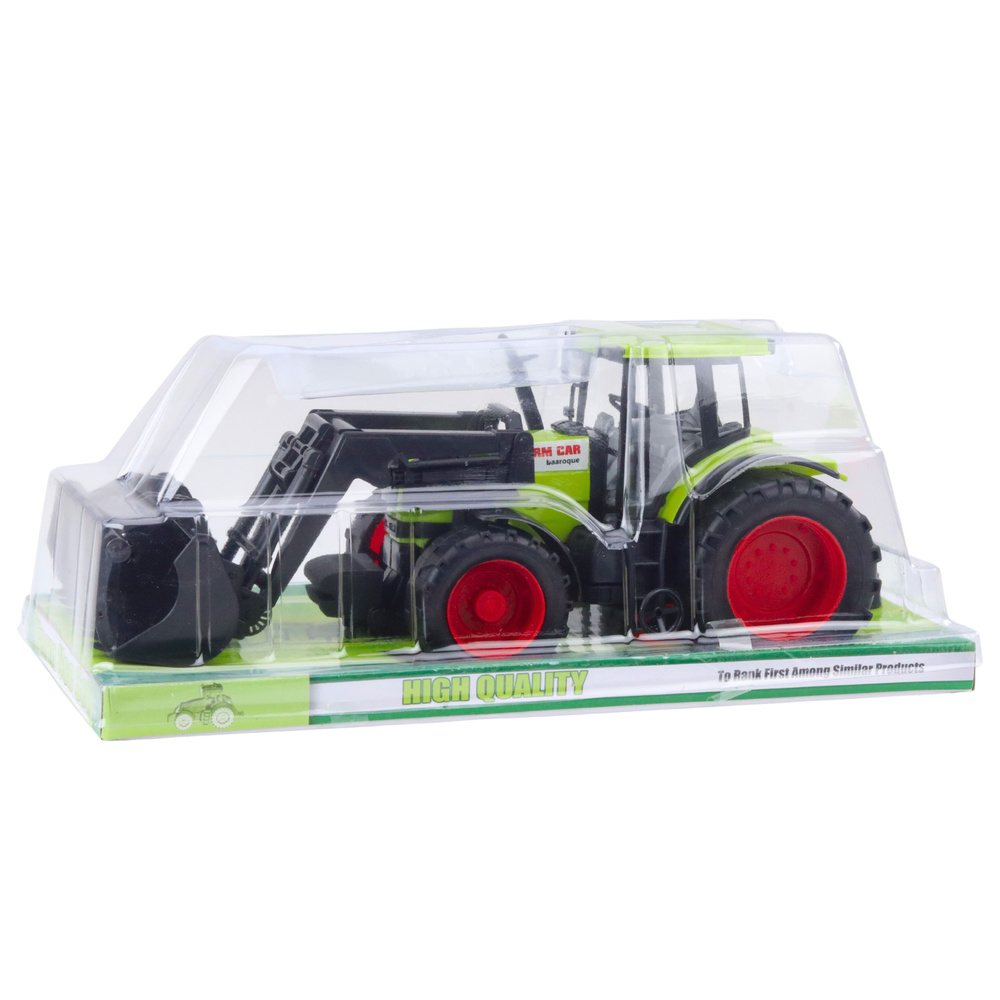 Traktor LEAN Toys s pohyblivým chytákem pro děti od 3 let — V provozu