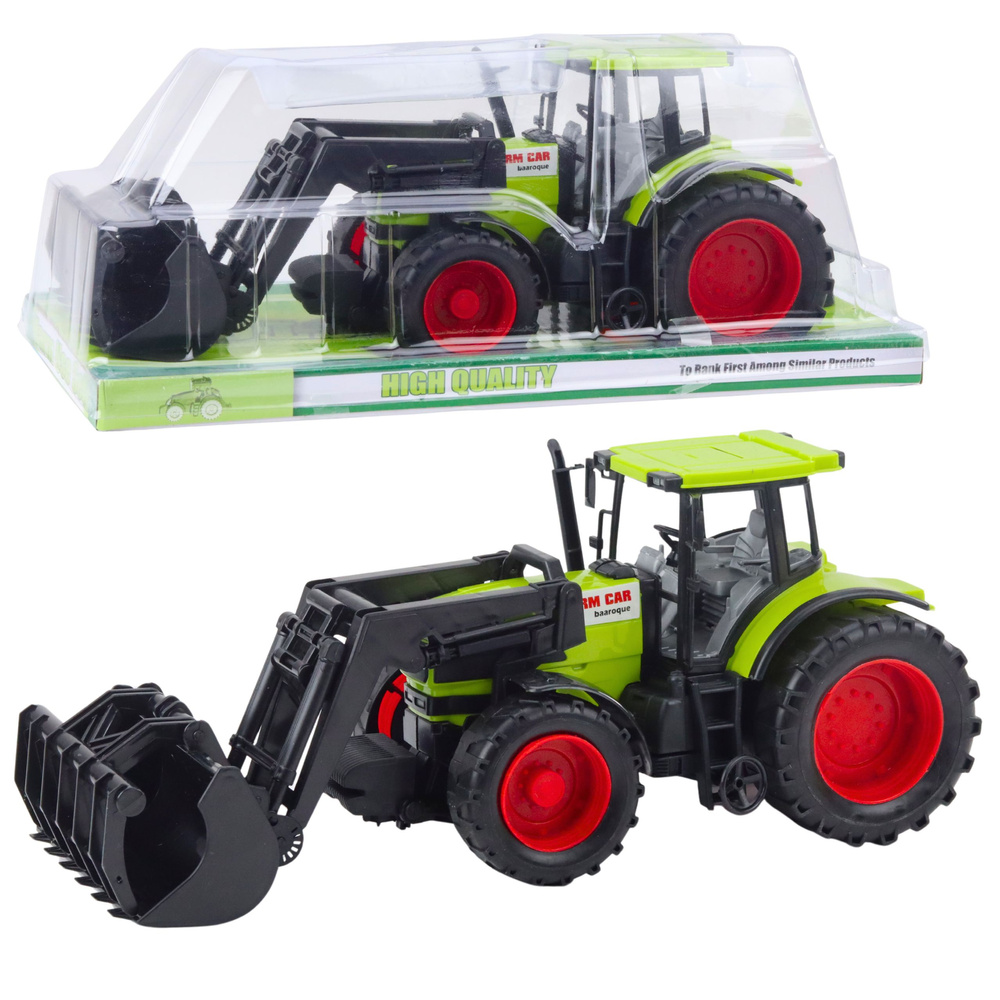 Traktor LEAN Toys s pohyblivým chytákem pro děti od 3 let — Celkový pohled