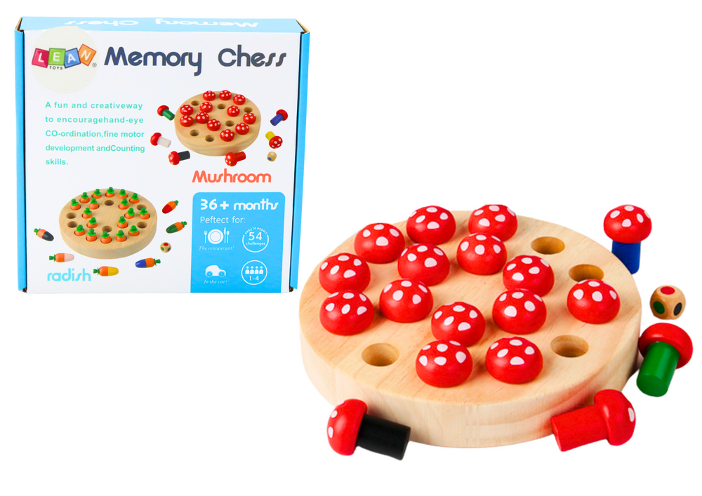 Dřevěná rodinná paměťová hra Muchomory