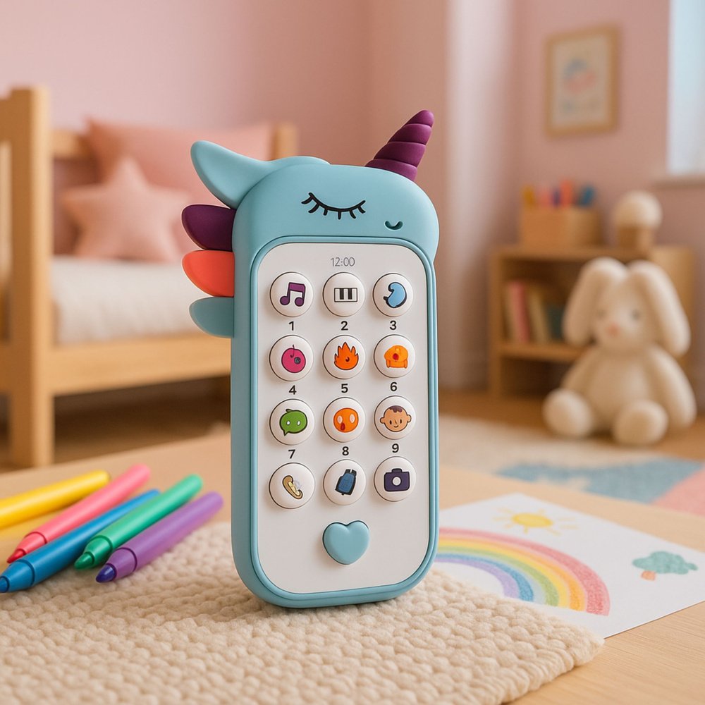 Telefon LEAN Toys s Melodiemi a Světly pro Děti od 3 Let — V provozu