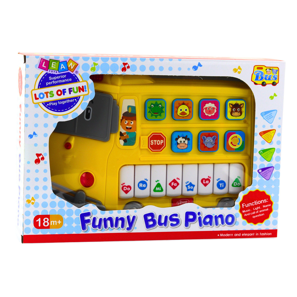 Elektronické Edukační Piáno Žlutý Autobus LEAN Toys — V provozu
