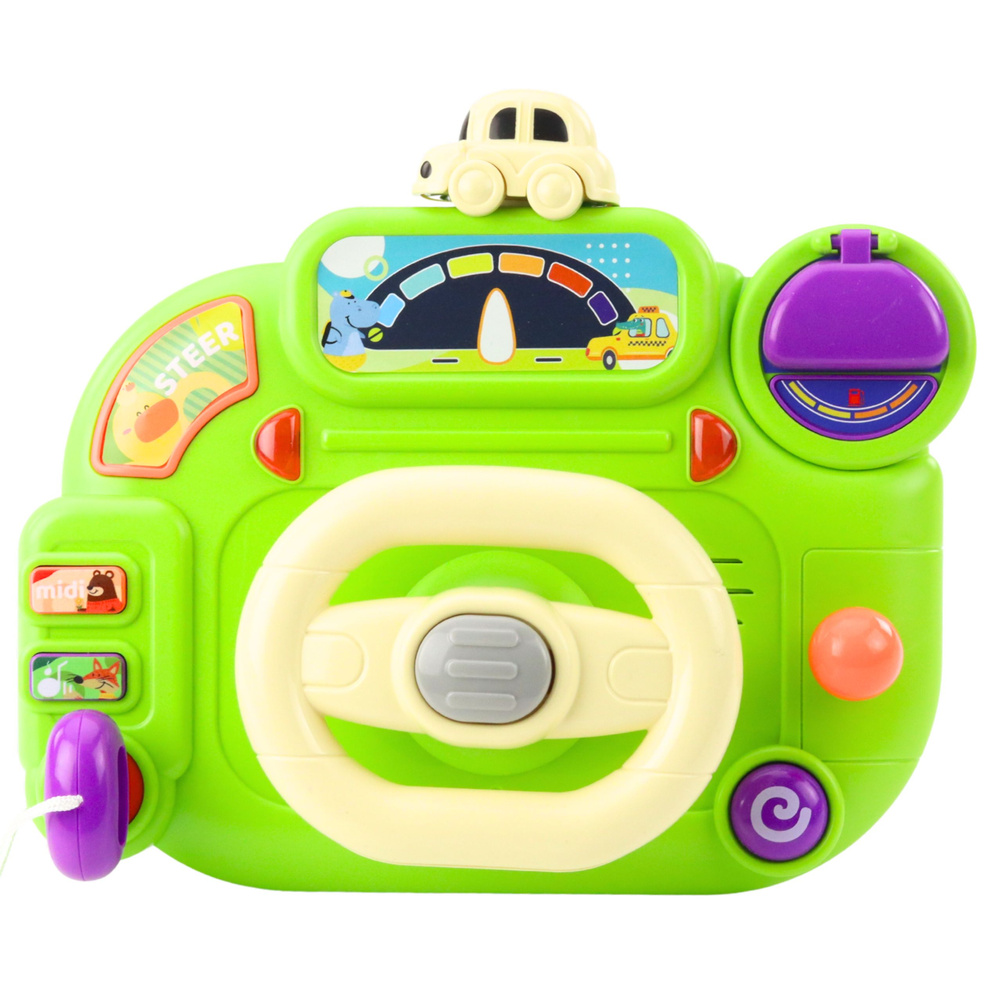 Interaktivní dětský volant zelený LEAN Toys se světly a zvuky — Detail