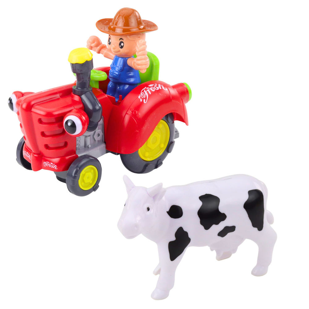 Traktor LEAN Toys s přívěsem a světelnými efekty — V provozu