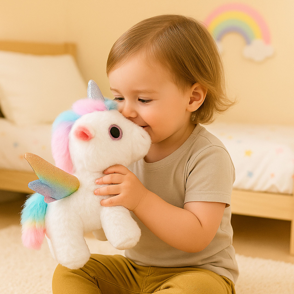 Interaktivní plyšový jednorožec LEAN Toys s pohybem a zvuky — V provozu