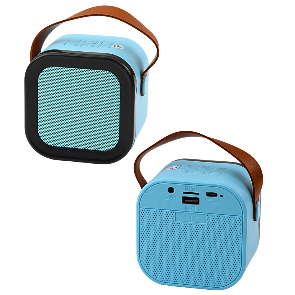 Karaoke sada reproduktor, mikrofon bezdrátový K12 RGB Bluetooth modrý — Detail mikrofonu