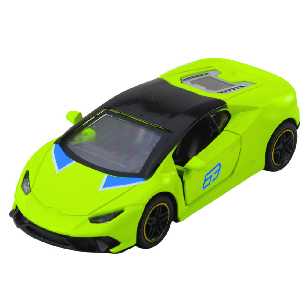Kovové sportovní auto LEAN Toys - neonově zelené pull-back auto pro děti od 3 let — Detail