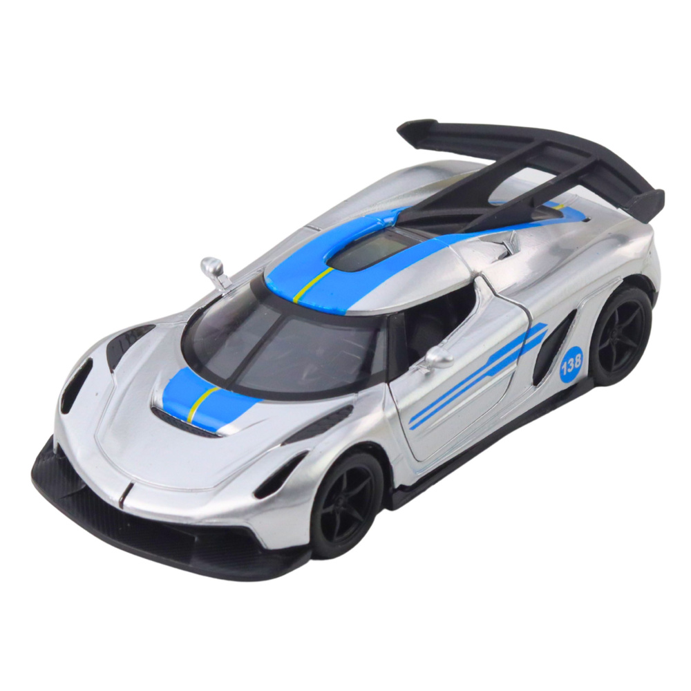 Kovový sportovní racemobil 1:32 stříbrný s otevíracími dveřmi LEAN Toys — Detail