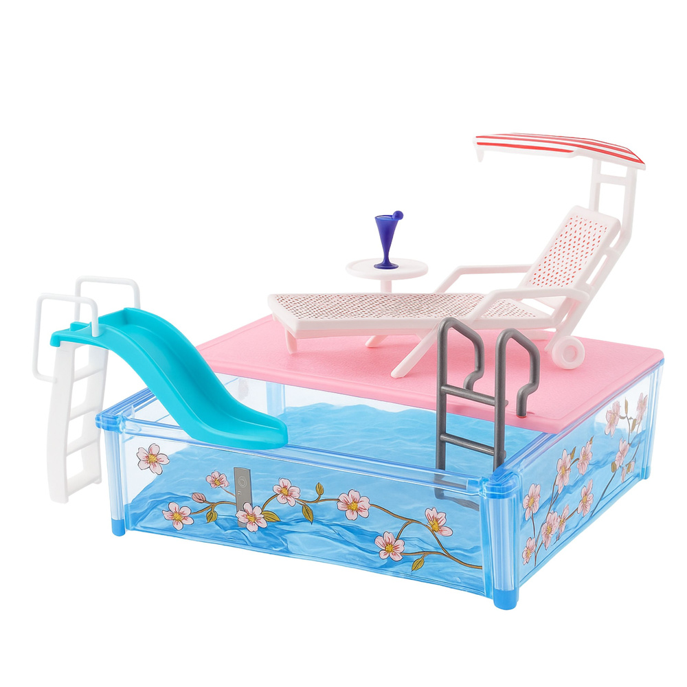 Letní Resort pro Panenky s Bazénem a Skluzavkou - Kompletní Set pro Kreativní Hru — Detail