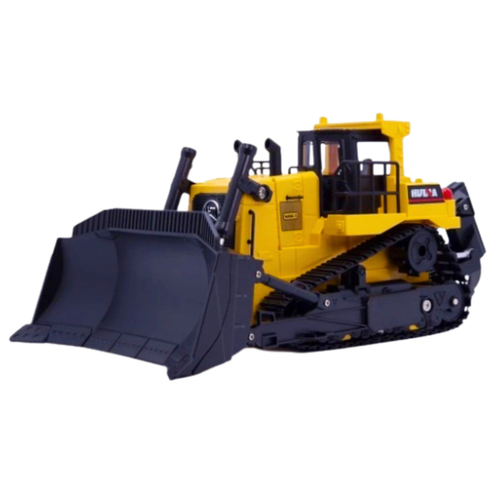 Kovový buldozer HUINA 1:50 s bagrem – realistická stavební replika — Detail
