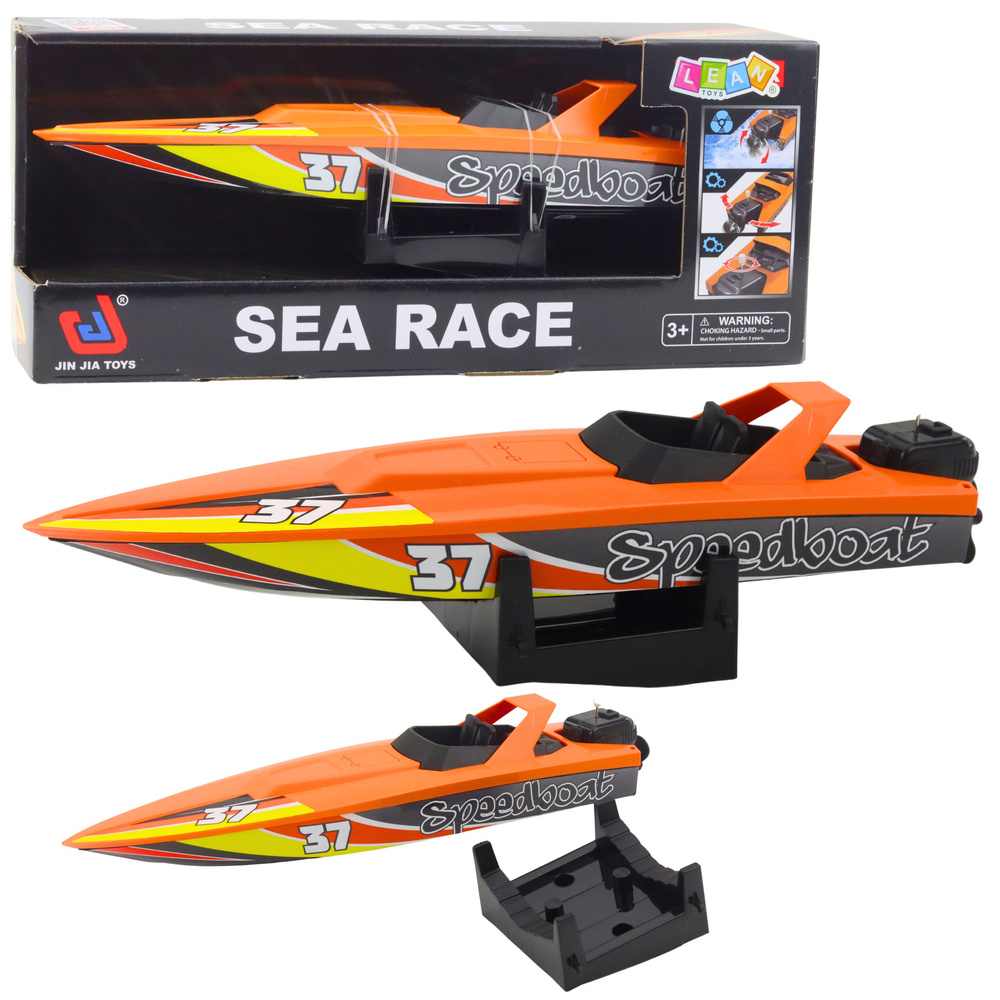 Motorový čln Oranžová SEA RACE na kľúč, vrtuľa, športový dizajn