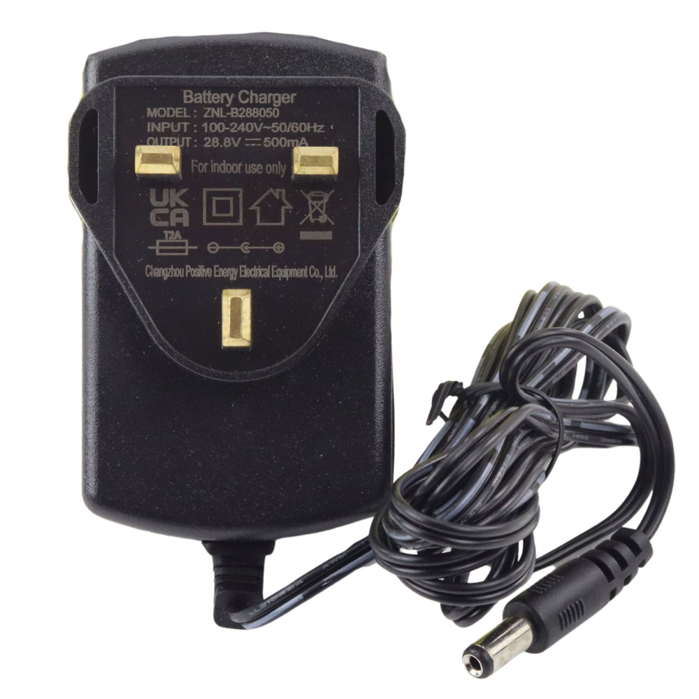 Nabíječka 28,8 V 500 mA s anglickou zásuvkou — Detail