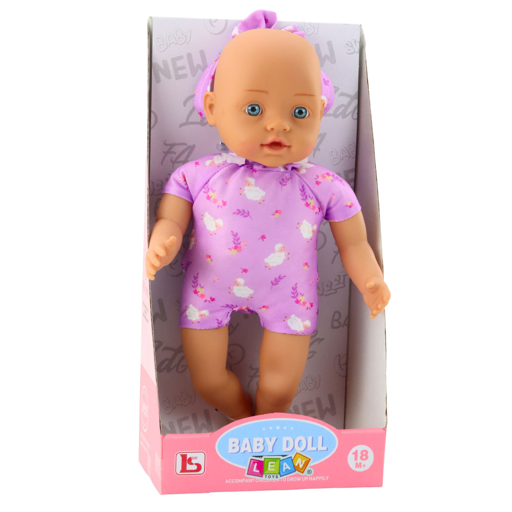 Panenka Miminko ve Fialovém Oblečku s Měkkým Bříškem a Mašličkou, 31 cm — V provozu