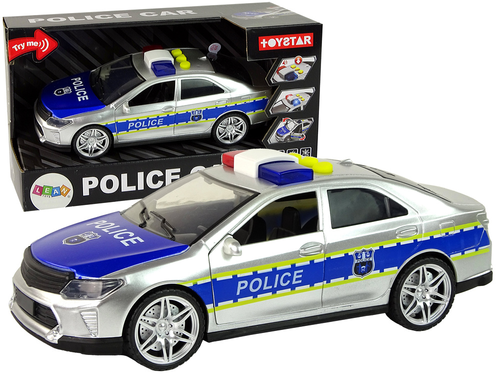 Policejní Auto 1:14 Třecí Pohon Zvuky Světlo Stříbrné