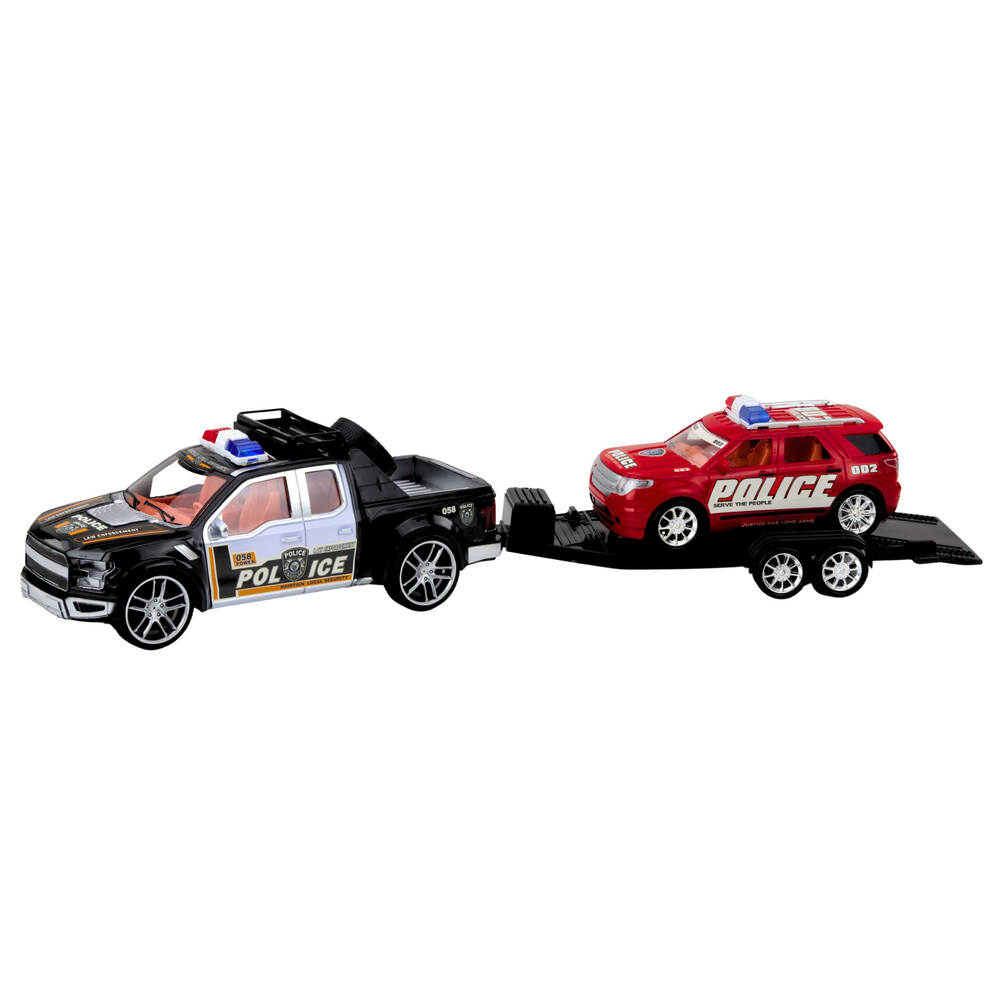 Policejní terénní set s přívěsem a autem od LEAN Toys, bezpečný plast, pro děti od 3 let — Detail