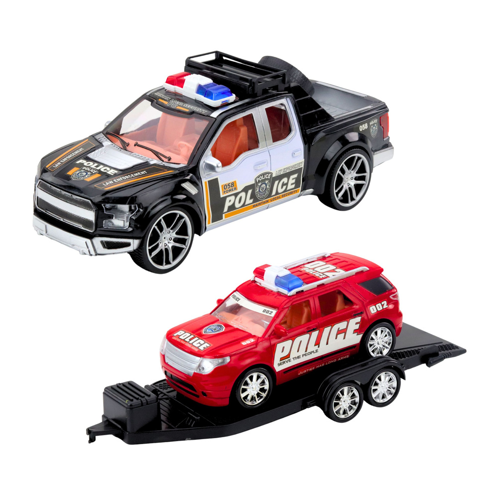 Policejní terénní set s přívěsem a autem od LEAN Toys, bezpečný plast, pro děti od 3 let — V provozu