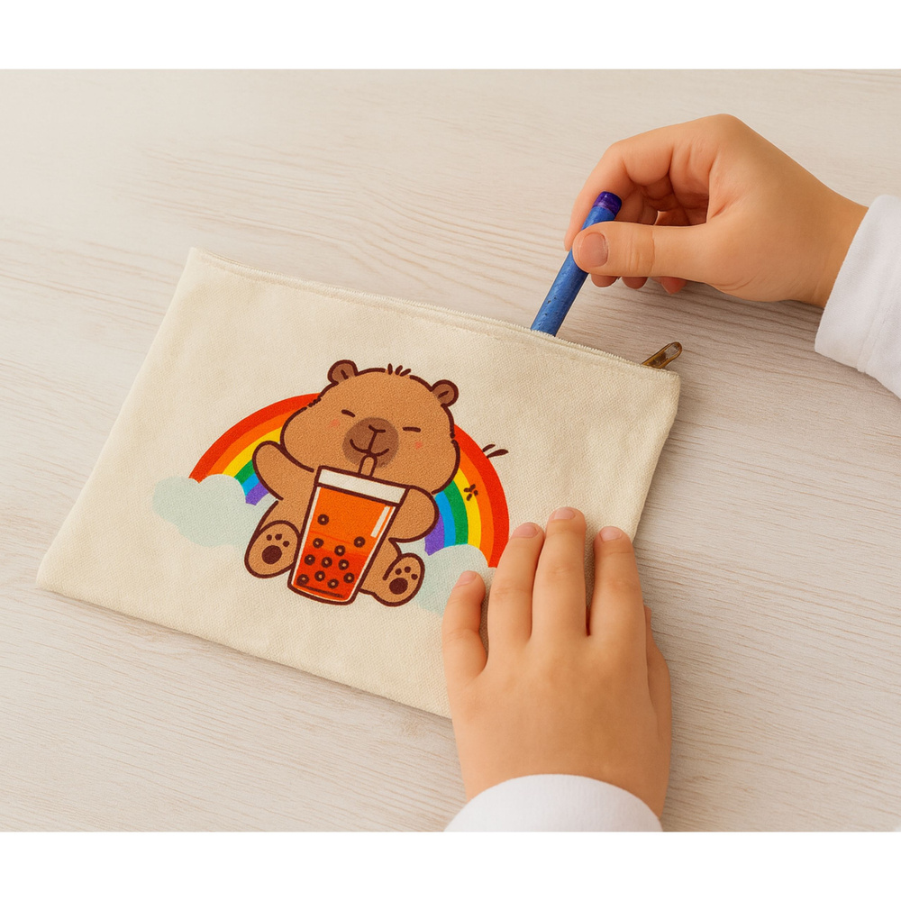 Kosmetická taška LEAN Toys s kapibarou, 22 x 17 cm, zip, od 3 let — V provozu