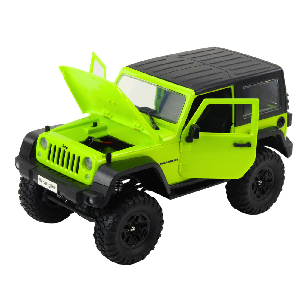 Jeep Wrangler Rock Crawler 1:14 Double E 4x4 Dálkově Ovládaný Model Zelený — V provozu