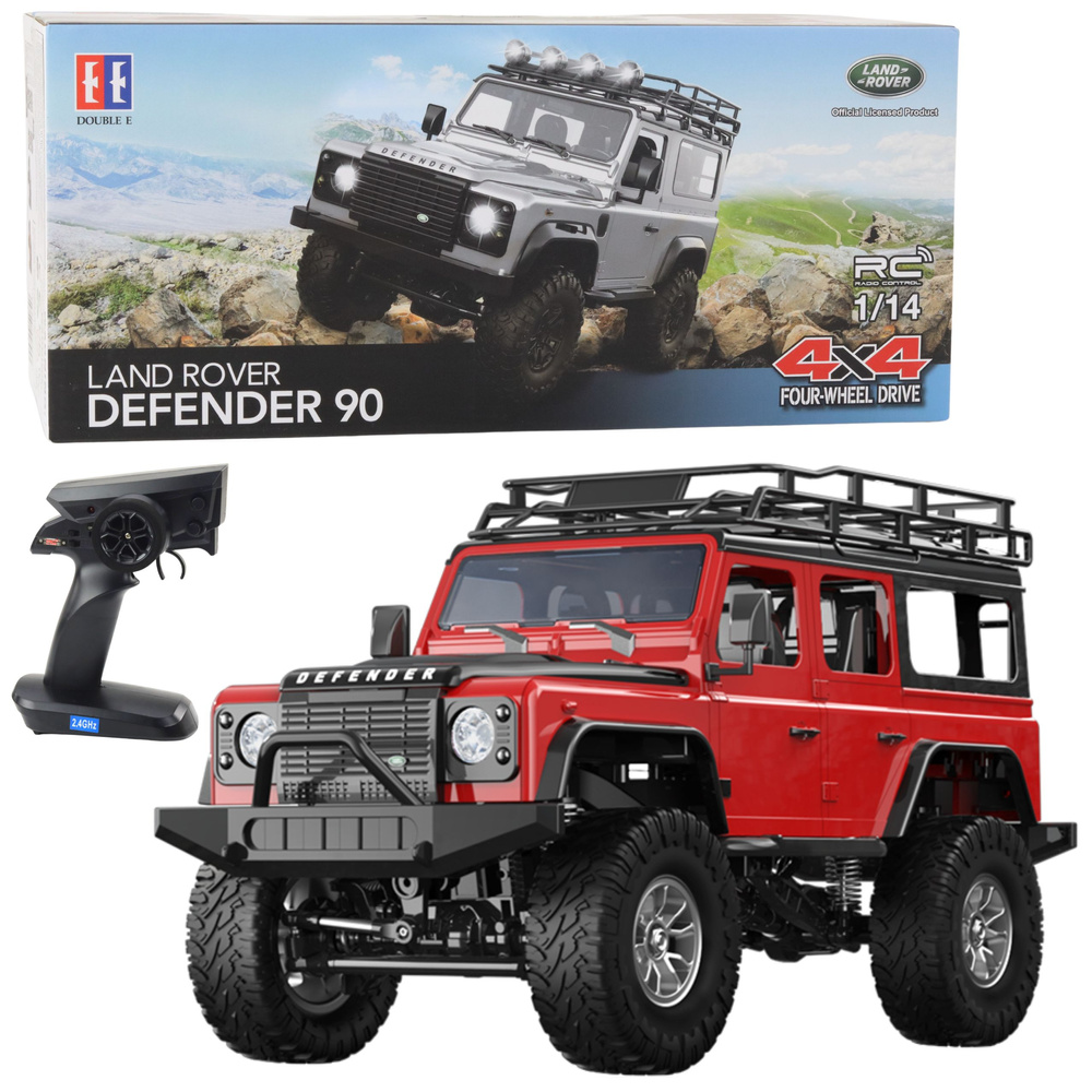 RC Terénní Auto Land Rover Defender 4x4 1:14 Červené - Realistický Model na Dálkové Ovládání — Celkový pohled