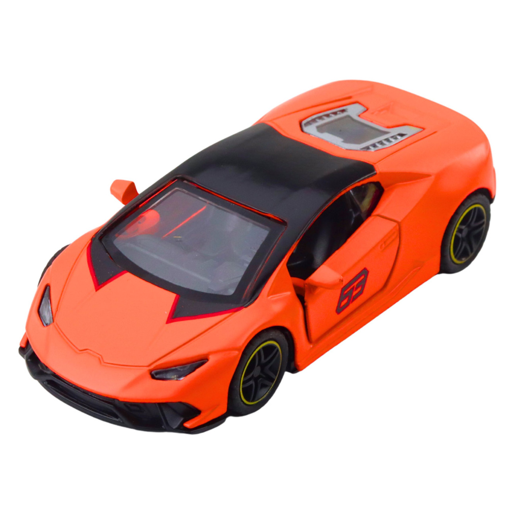 Kovové sportovní auto 1:43 LEAN Toys oranžové s otevíratelnými dveřmi a pull-back pohonem — Detail vozidla