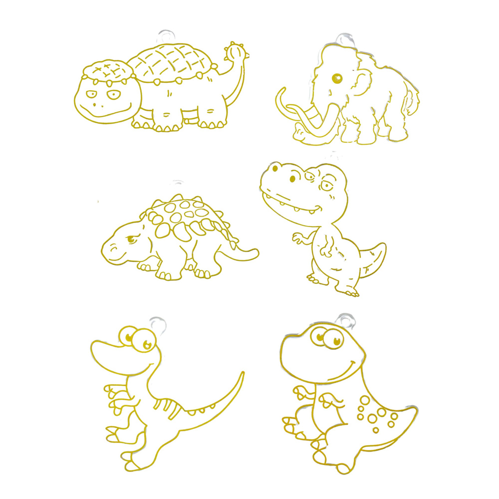 Vitražní sada Breloky Dino s gelovými pisáky LEAN Toys pro děti od 3 let — Detail vitráže