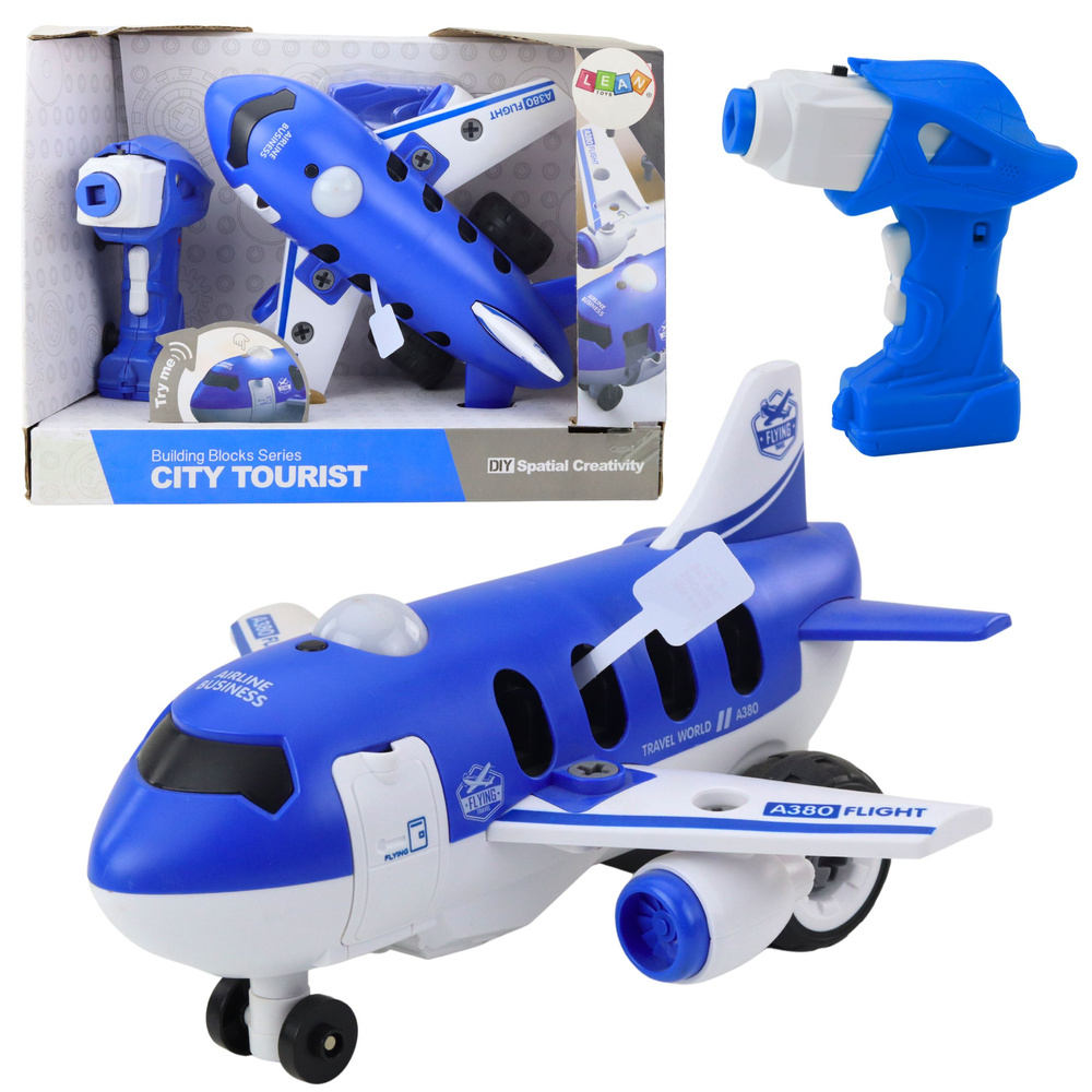Súprava na zostavenie a diaľkové ovládanie RC lietadla, modrá, 2 v 1