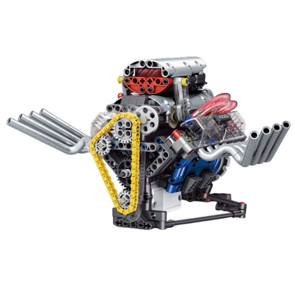 Stavebnice modelu motoru LEAN Toys s 665 díly – pohyblivý s akumulátorem — Detail