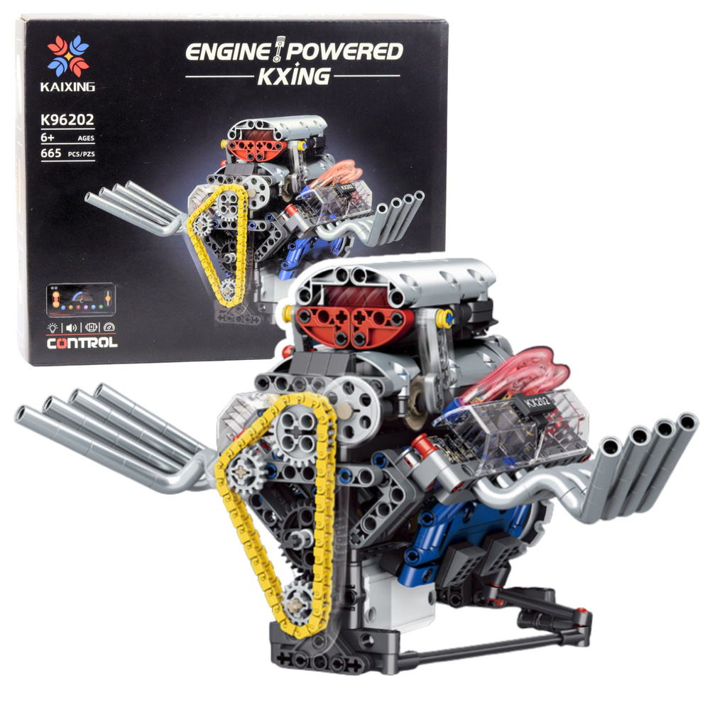 Stavebnice modelu motoru LEAN Toys s 665 díly – pohyblivý s akumulátorem — Celkový pohled