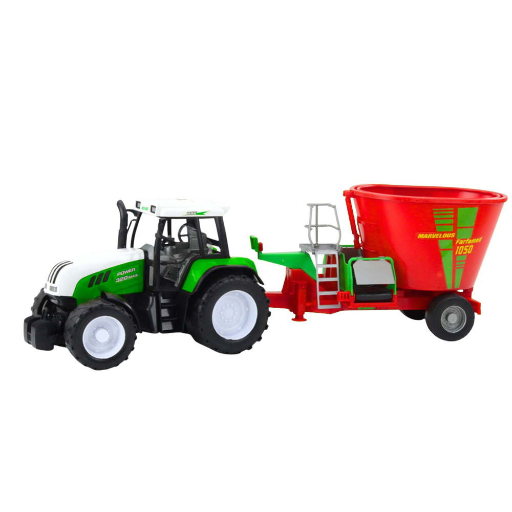 Zemědělský traktor LEAN Toys s míchacím přívěsem zelený — Detail