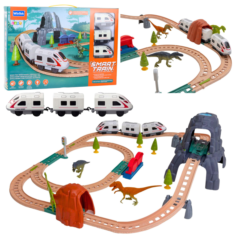 Elektrická železnica s tematikou dinosaurov – svetelné a zvukové efekty, rozmer 76 cm