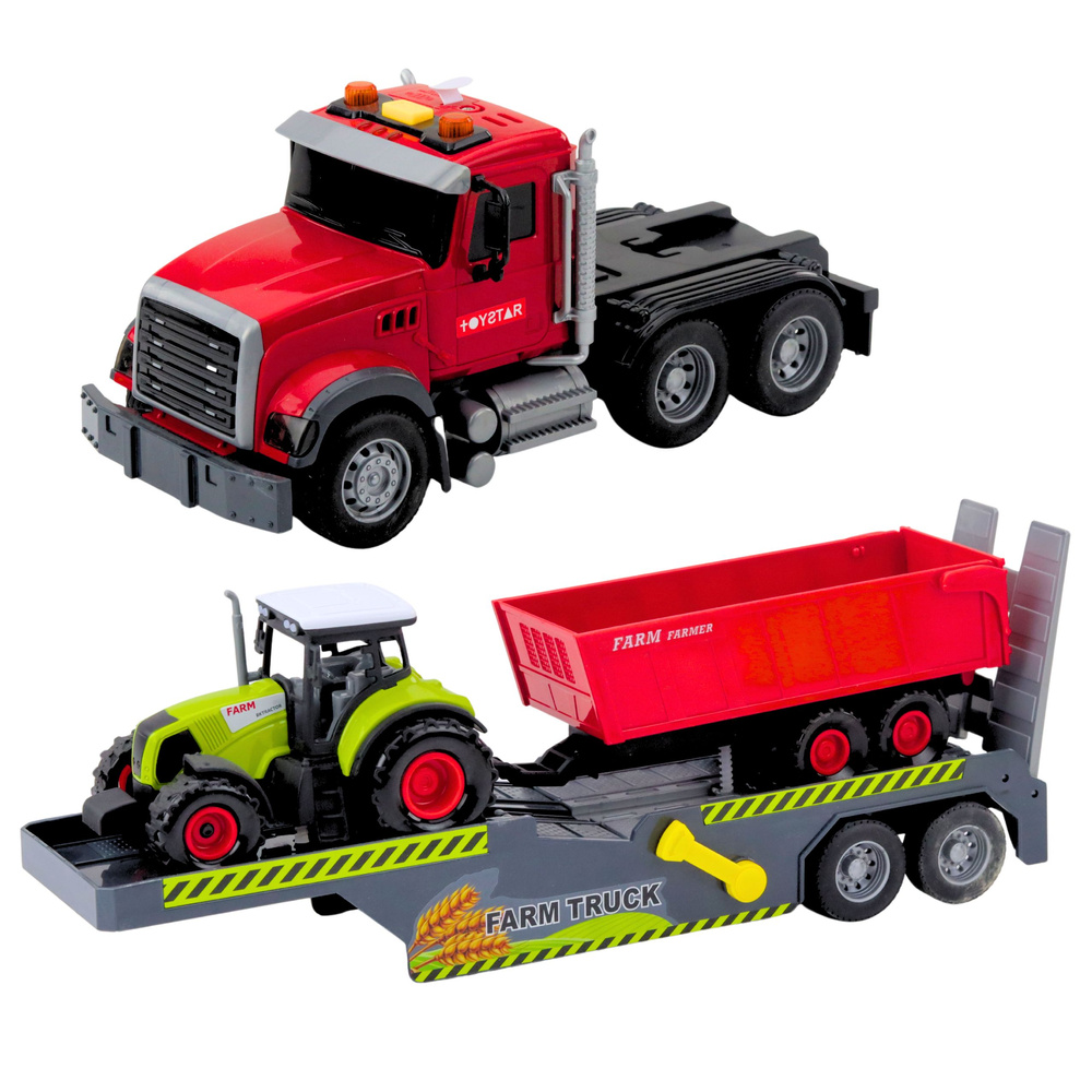 Traktor a kamion LEAN Toys se světlem a zvukem pro chlapce od 3 let — V provozu