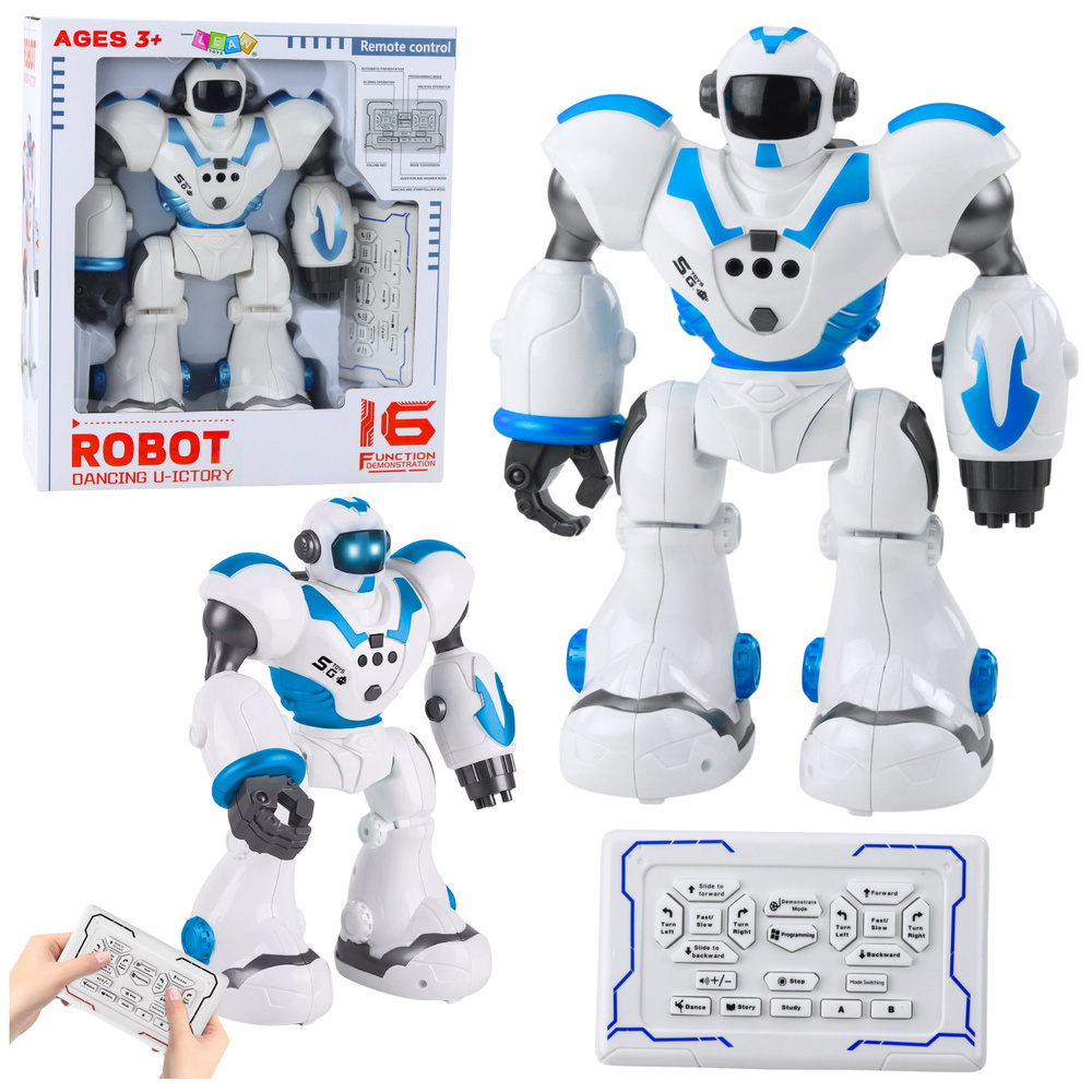 Interaktívny RC robot U ICTORY – 16 funkcií, svetlá a zvuky, modrý, pre deti od 6 rokov