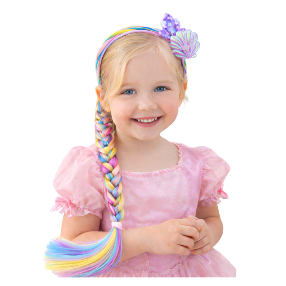 Dětská čelenka s vlasy na pletení LEAN Toys, mořská panna, +3 let — V provozu