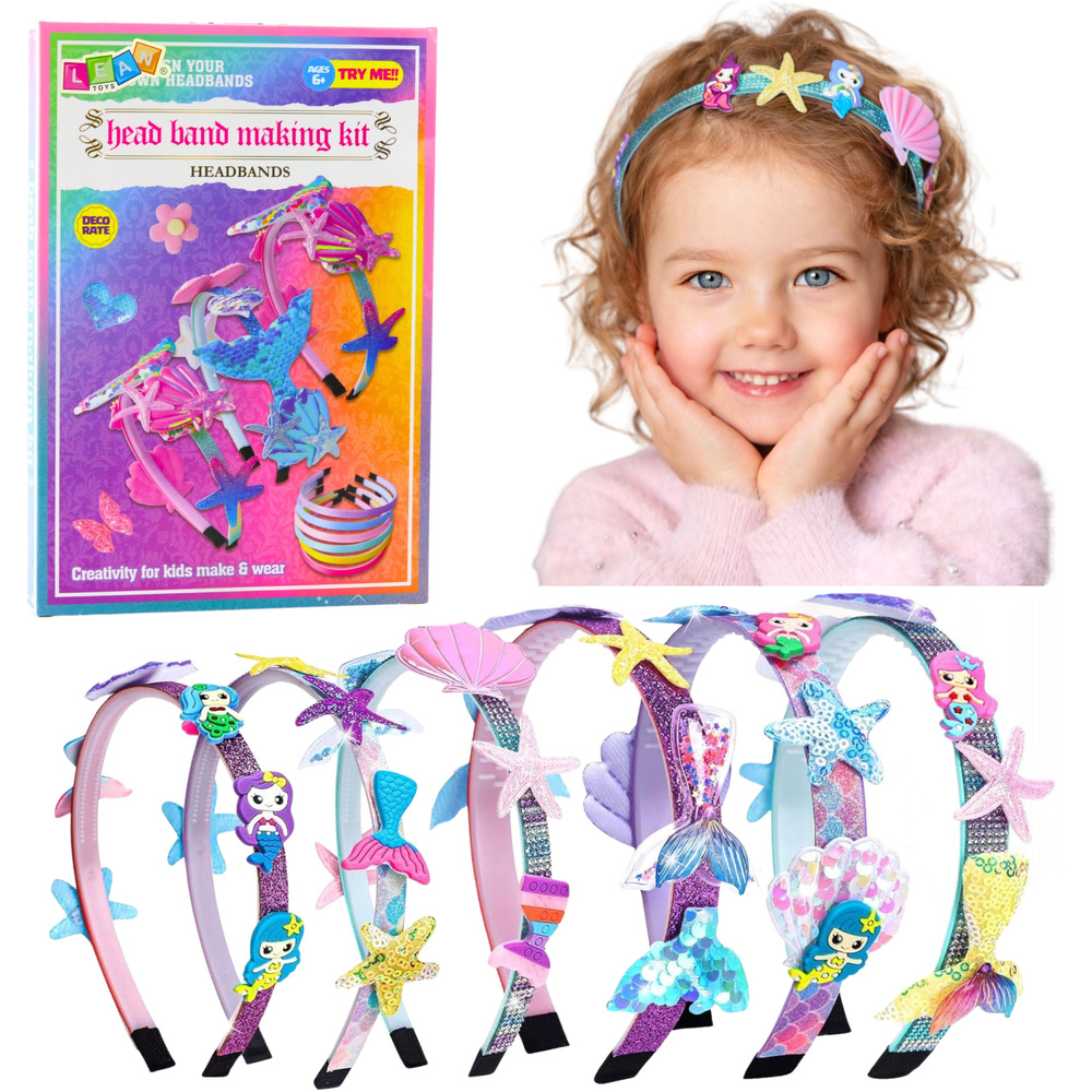 Kreativní sada čelenek LEAN Toys s mořskými motivy pro holky od 3 let — Celkový pohled