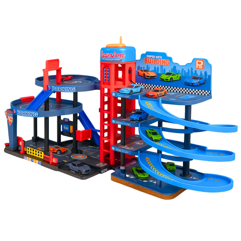 Čtyřúrovňový Parkovací Set LEAN Toys s 8 Kovovými Autíčky, +3 let — Detail autíček