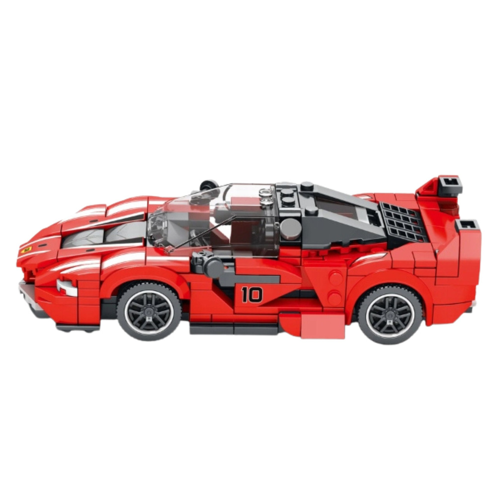 Závodní Stavebnice LEAN Toys FXX-K, Červený Model 360 Dílů — V provozu
