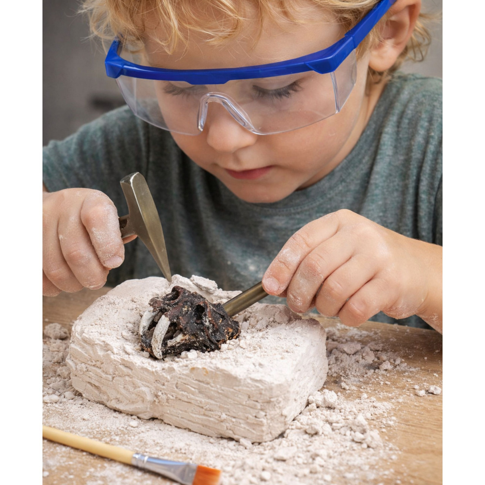Archeologický set LEAN Toys s lebkami a nástroji pro děti od 6 let — Hráč v provozu