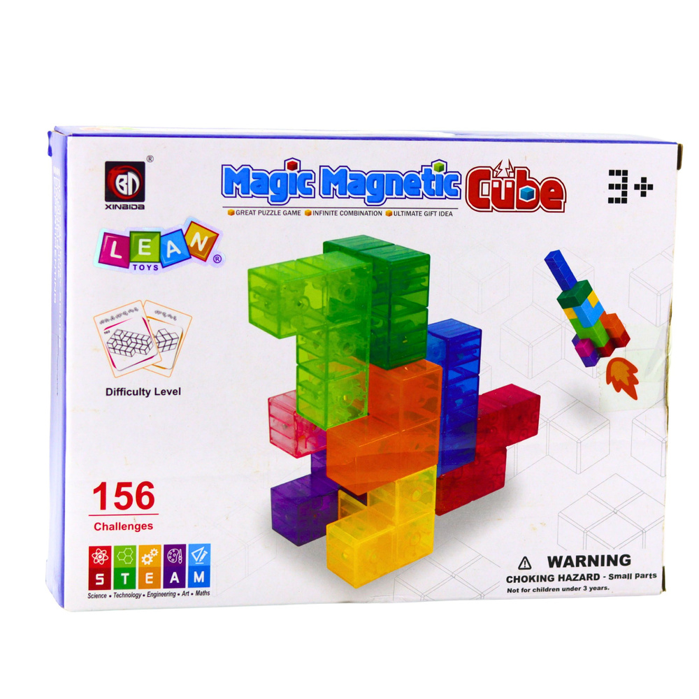 Magnetické kostky LEAN Toys 9 kusů s 156 karty výzev — V provozu