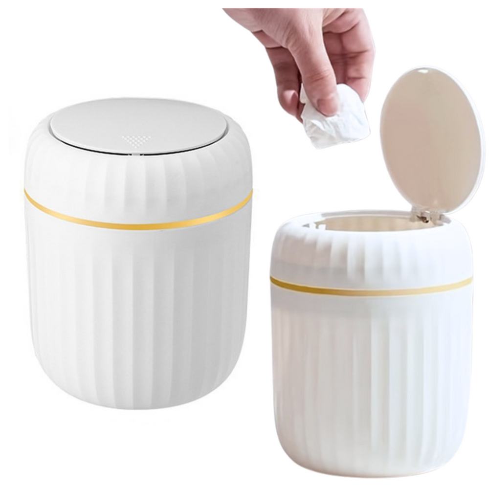 Mini odpadkový kôš s otváracím vekom – univerzálny, elegantný, biely