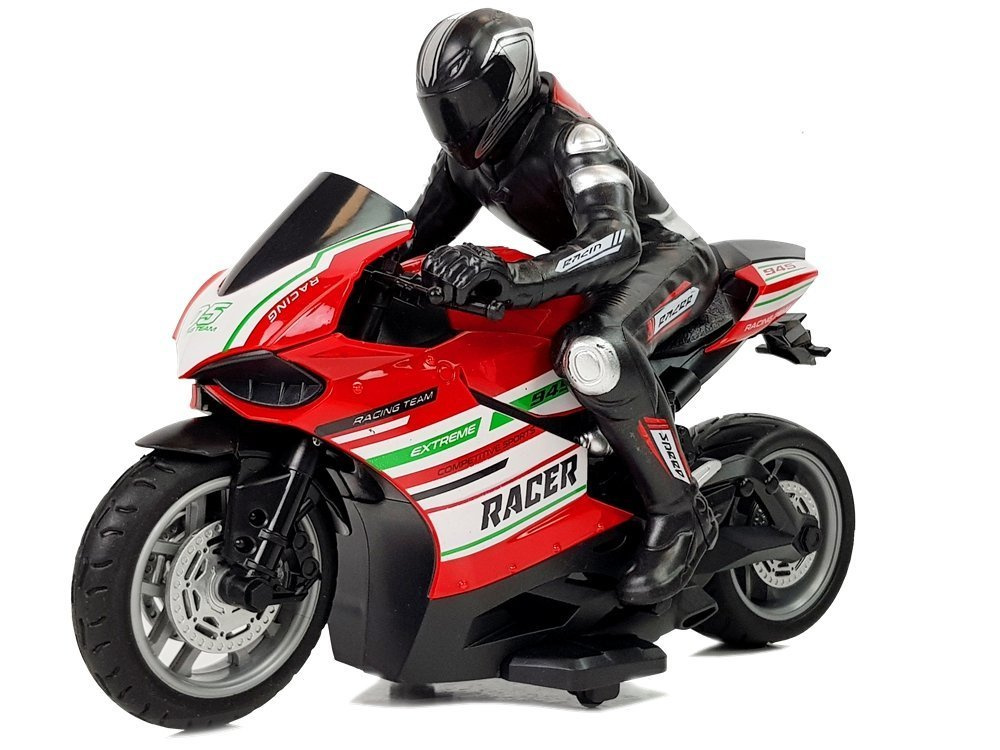Dálkově ovládaný sportovní motocykl 2.4G, měřítko 1:10, červený, LEAN Toys — Detail