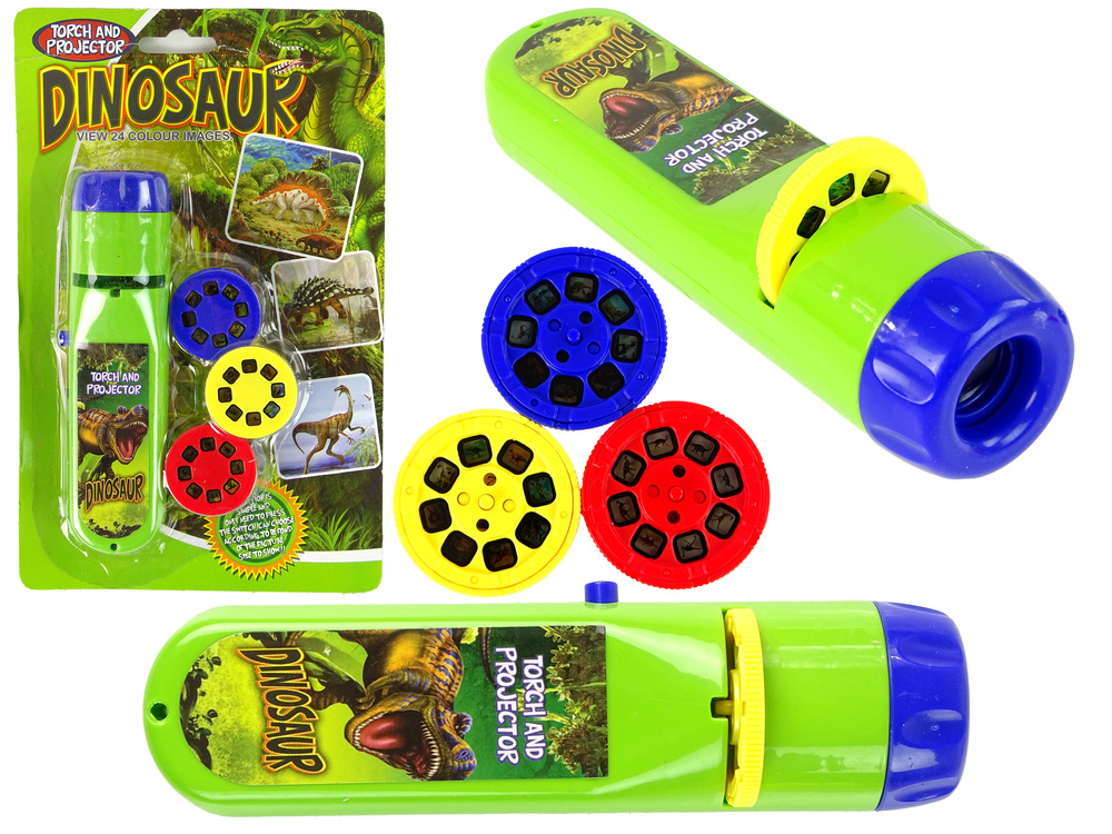 Projektor LEAN Toys se 3 disky a 24 snímky dinosaurů pro děti od 3 let — Celkový pohled