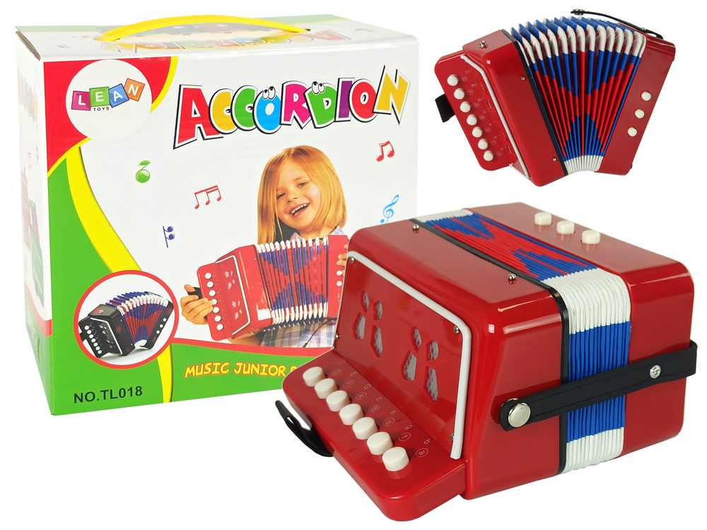Akordeon LEAN Toys pro děti od 3 let, rozměry 17 x 17 x 10 cm — Celkový pohled
