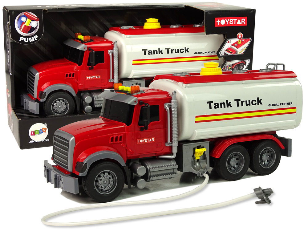 Bílá cisterenová náklaďák LEAN Toys s efekty zvuku a světla — Celkový pohled