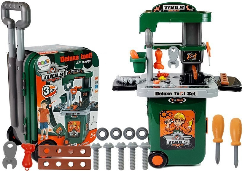 Sada nářadí v kufříku na kolečkách Dílna Pila Šroubovák LEAN Toys 3+ 20 x 25 x 35 cm — Celkový pohled