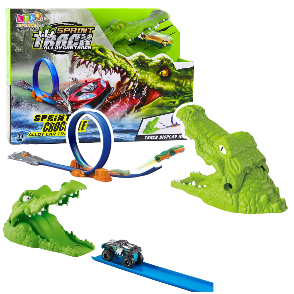 Autodráha s Krokodýlím Katapultem - LEAN Toys, pro chlapce od 3 let, 35 x 25 x 10 cm — Celkový pohled