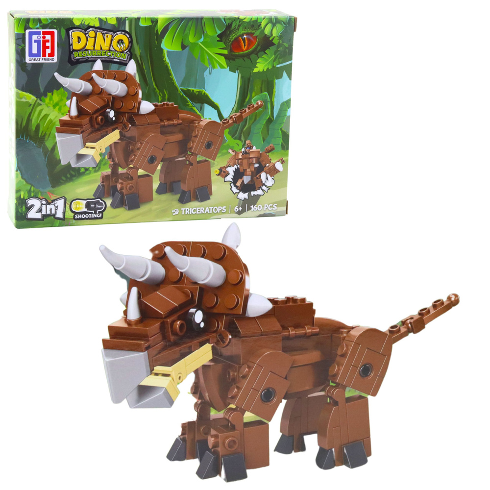 Stavebnice LEAN Toys Dinosaurus a Robot 2v1, 148–175 dílků, pro děti od 6 let — Detail