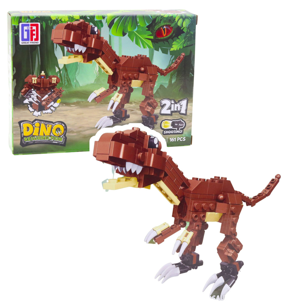 Stavebnice LEAN Toys 2v1 – dinozaur a robot, 145–161 dílků, pro děti od 6 let — Detail